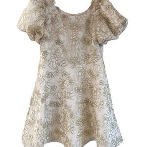 Gianni Bini Cream and Gold Floral Kids Dress